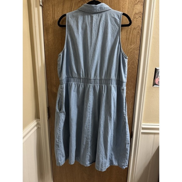 Ava & Viv Light Denim Sleeveless Tank Top Dress Size XXL Cotton Button Peplum - Picture 9 of 9